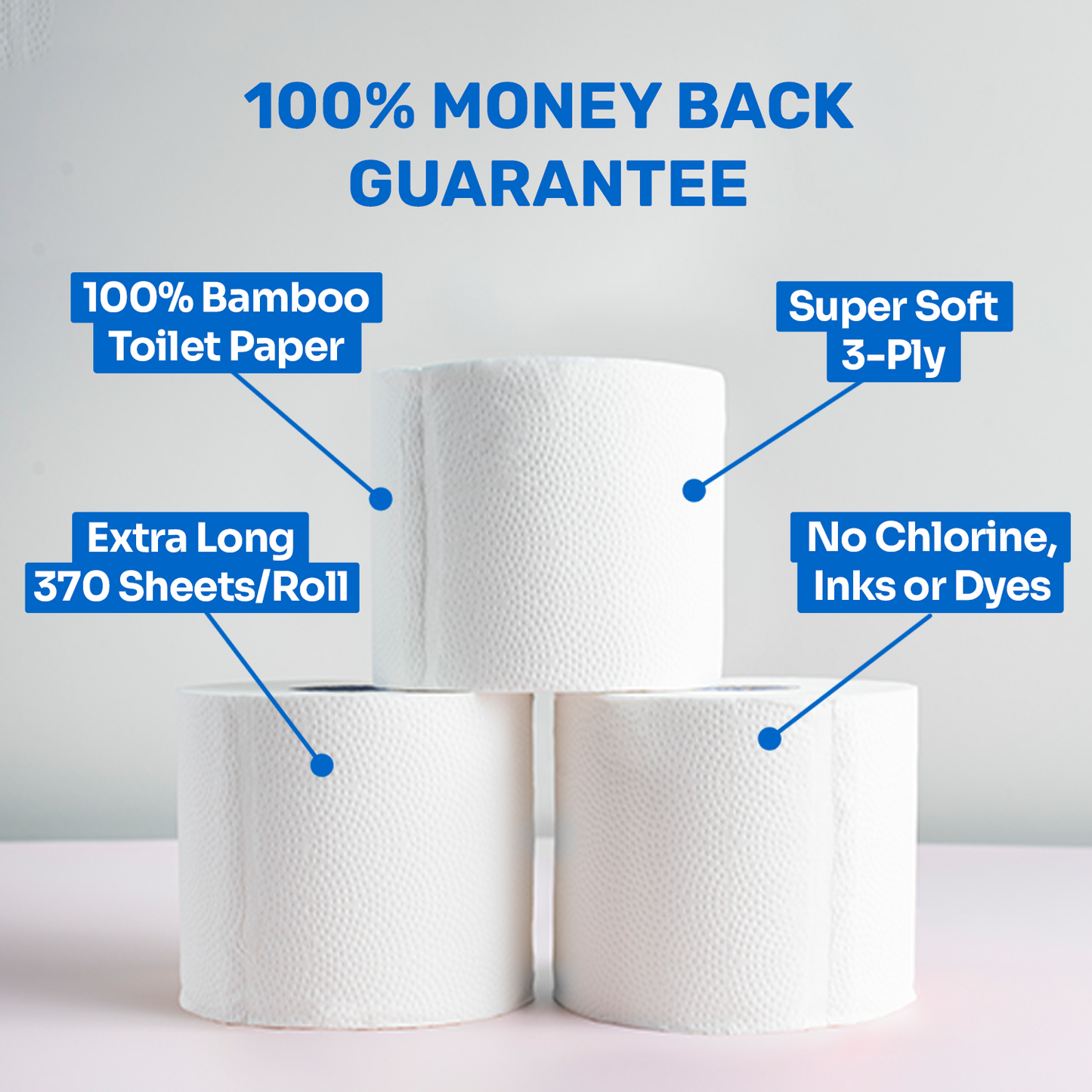 Luxury 100% FSC Certified White Bamboo Toilet Paper – Unwrapped